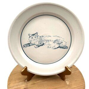 Studio Art Pottery Cat plate Signed By Pacific Northwest Artist G. Ward. Vintage
